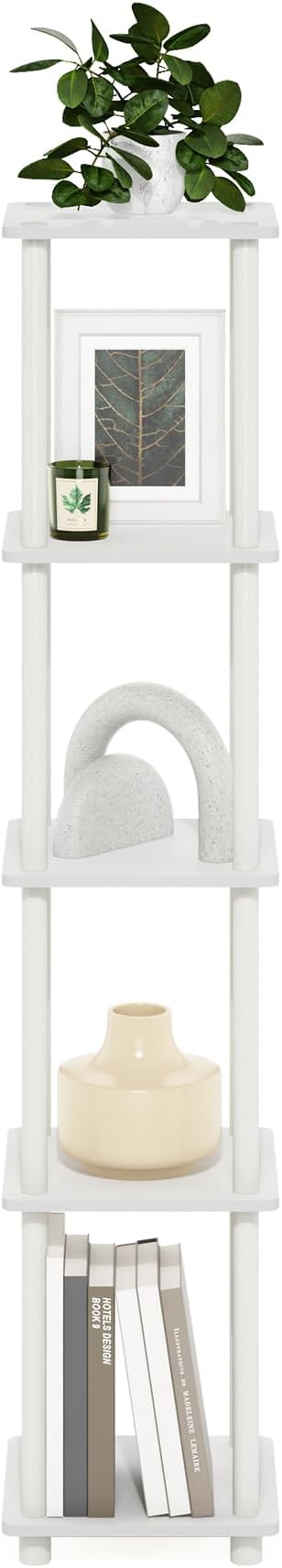 Furinno Turn-N-Tube Storage Shelves, 5-Tier Square Book Shelf, Corner Shelf - Image 5