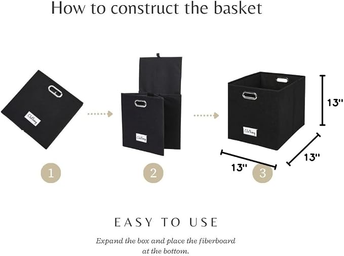 DECOMOMO Black Storage Bins, 13 inch Cube Storage Bins - Image 10
