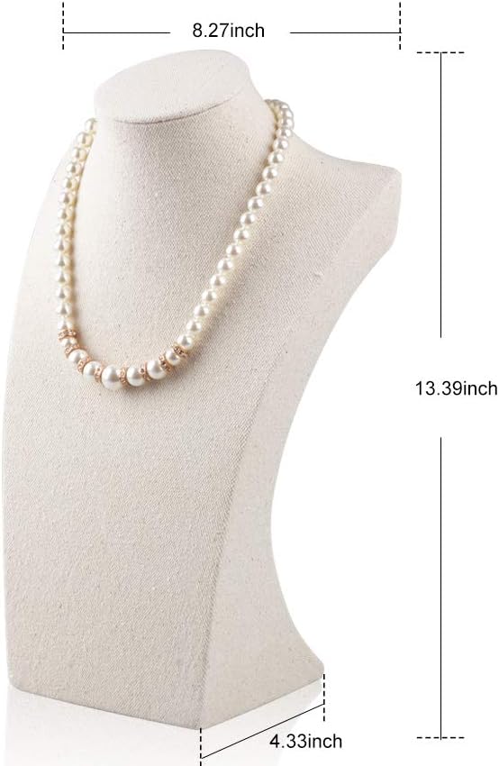 Oirlv Linen Necklace Display Bust 3D Necklace Organizer Jewelry Display Holder - Image 4
