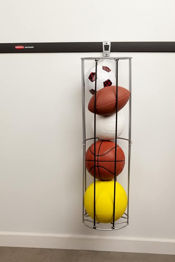 Rubbermaid Garage FastTrack Vertical Ball Rack Satin Nickel Wall Mounted - Image 8