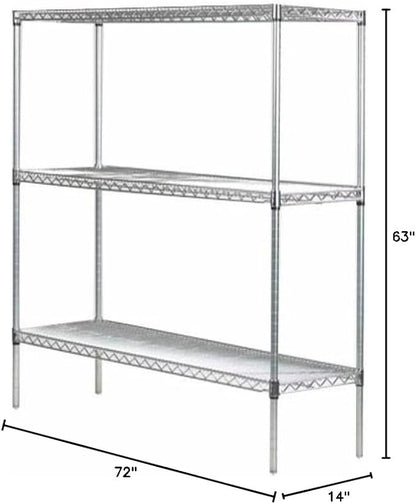 Omega 14" Deep x 72" Wide x 63" High 3 Tier Chrome Starter Shelving Unit - Image 2