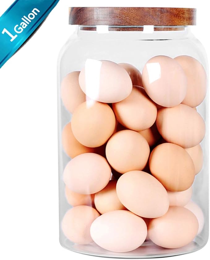 SAIOOL Egg Jar, kitchen canister， 1 Gallon Large Glass Food Storage Jars - Image 2