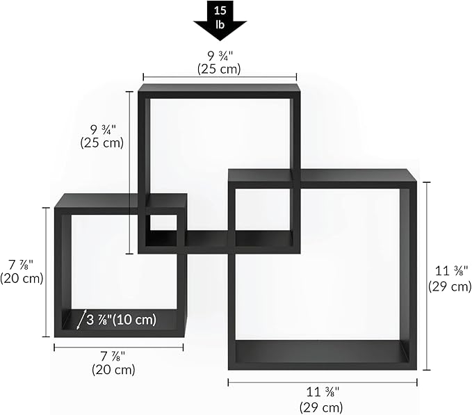Ballucci Modern Interlocking Cube Floating Shelves, Wall Mount Wood Square - Image 3
