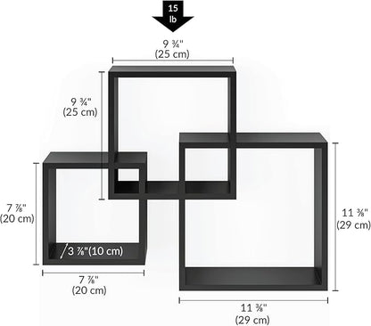 Ballucci Modern Interlocking Cube Floating Shelves, Wall Mount Wood Square - Image 3