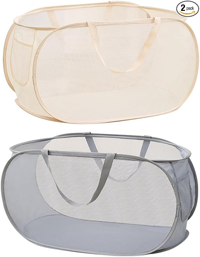 2 Pcs Mesh Popup Laundry Hamper, Opening Laundry Basket, Popup Laundry Basket by LATERONON
