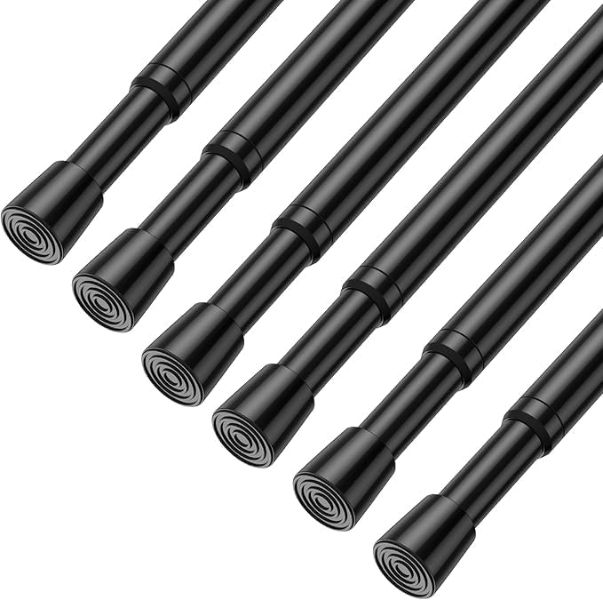 MEXAU 6Pack Spring Tension Curtain Rod 26-39 inch Black Small Tension Rod | by MEXAUSPRINGCURTAINRODS