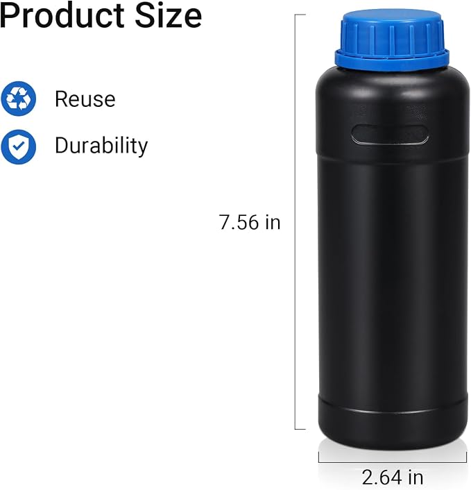 ASEVAT 16.9oz/500ml HDPE Darkroom Chemical Storage Bottles Photographic Plastic - Image 2