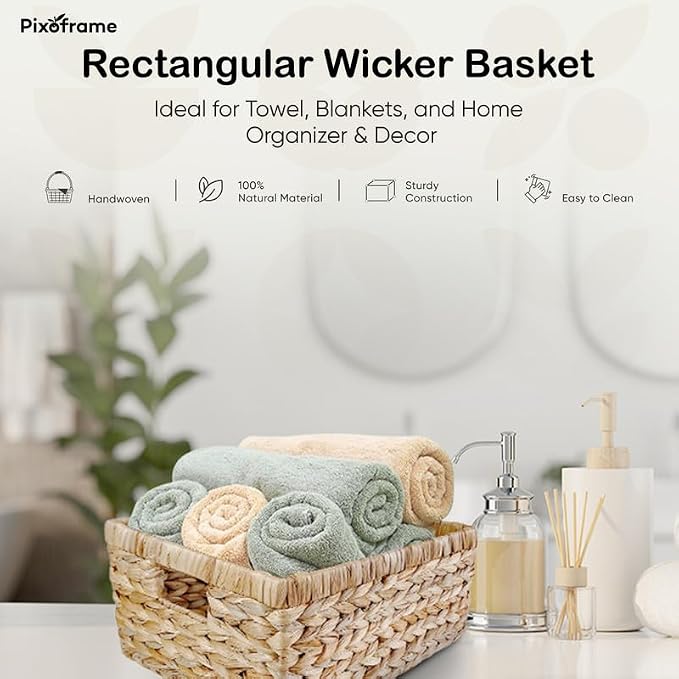Large Rectangular Handwoven Wicker Basket - Image 2