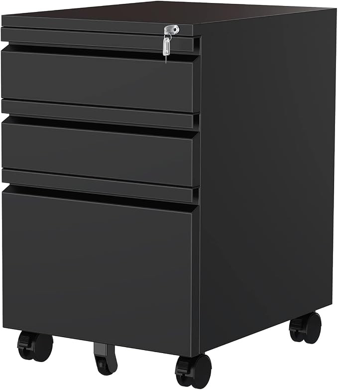 MIIIKO 3 Drawer File Cabinet, Metal Filing Cabinet by MIIIKOOfficeFurniture