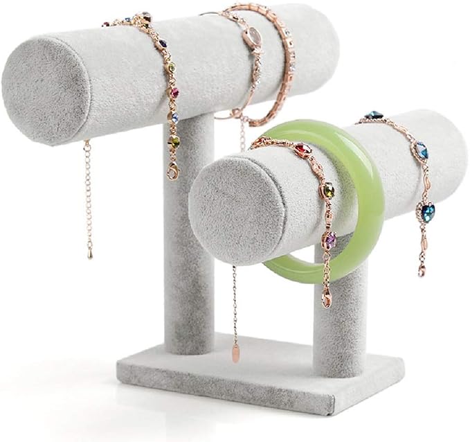 Wudygirl 2 Tier Bracelet Holder Velvet Bracelets Jewelry Holder Watches Holder - Image 2