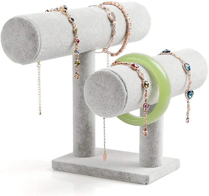 Wudygirl 2 Tier Bracelet Holder Velvet Bracelets Jewelry Holder Watches Holder - Image 2