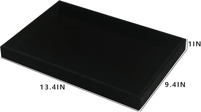 Coward 2Pcs/Set Black Velvet Stackable Jewerlry Organizer Tray Velvet Blank - Image 5