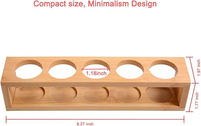 Natural Bamboo Essential Oils Storage Rack fits 15ml bottles 1 Tier Tabletop - Image 3