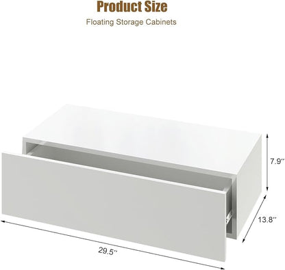 HedoAjim White Modern Floating Wall Mounted Nightstand - Image 2