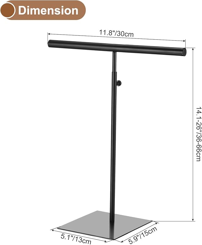 uxcell Necklace Display Stand Adjustable Height Jewelry Rack T Bar Tabletop - Image 2