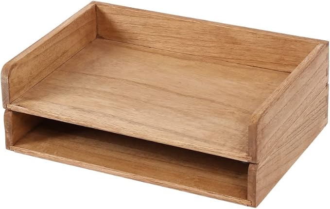 Wood Stackable Paper Trays for Office Supplies and Accessories by DDYURI