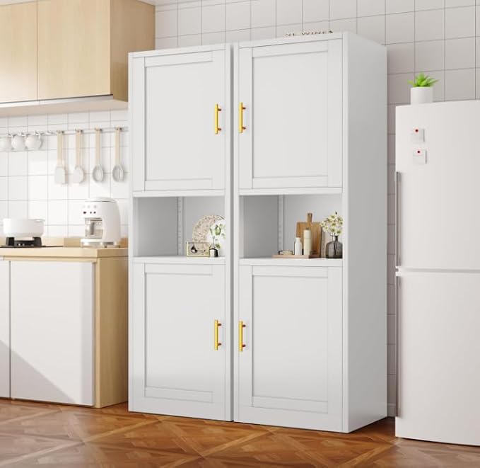 Tall Metal Narrow Bathroom Storage Cabinet 67" H, Tall White Pantry Cabinets - Image 3