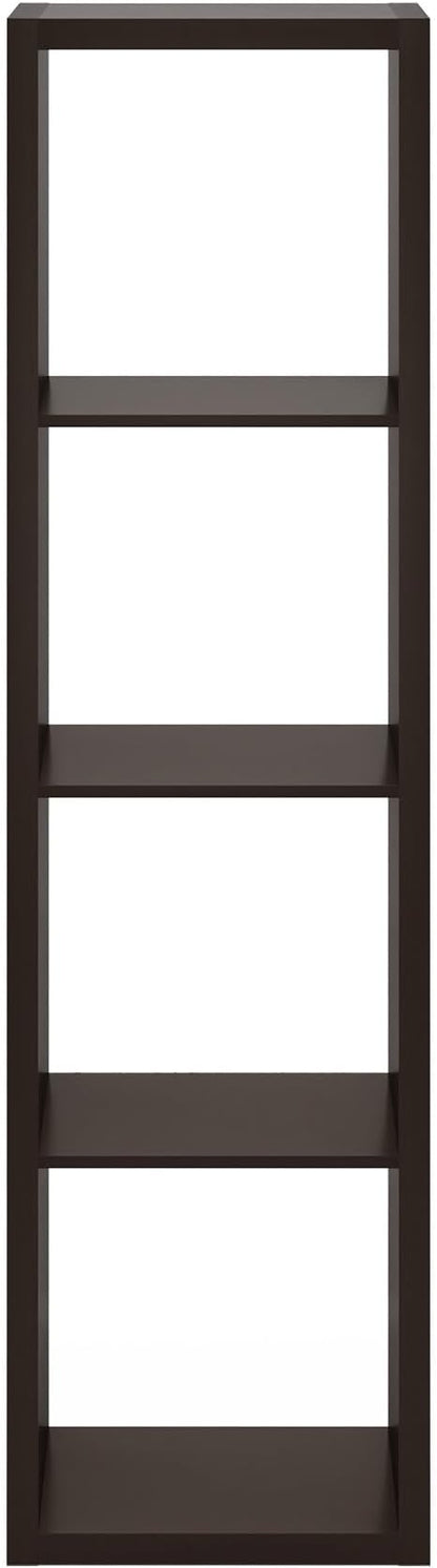 Furinno Cubicle 4-Cube Book Shelf, Extra Thick Vertical Bookshelf, Dark Oak | - Image 10