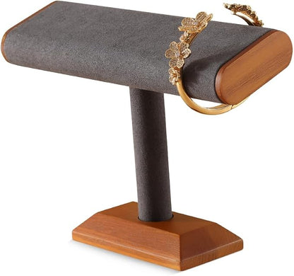 Solid Wood T-bar Watch Display Stand Bracelet Holder Jewelry Tower Organizer - Image 2