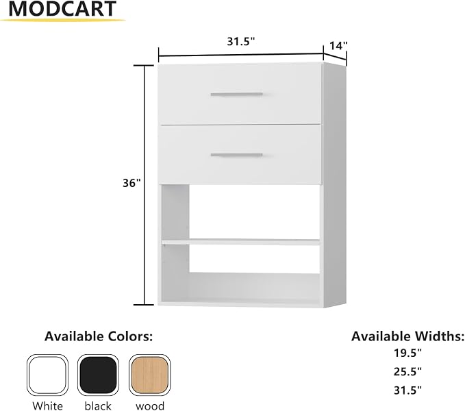 2 Drawer Short Tower Closet Unit, Modular Closet System, Wood Closet System - Image 3