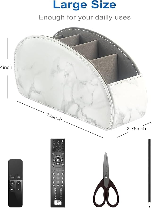 Remote Control Holder with 5 Compartments – PU Leather Remote Caddy Desktop - Image 2