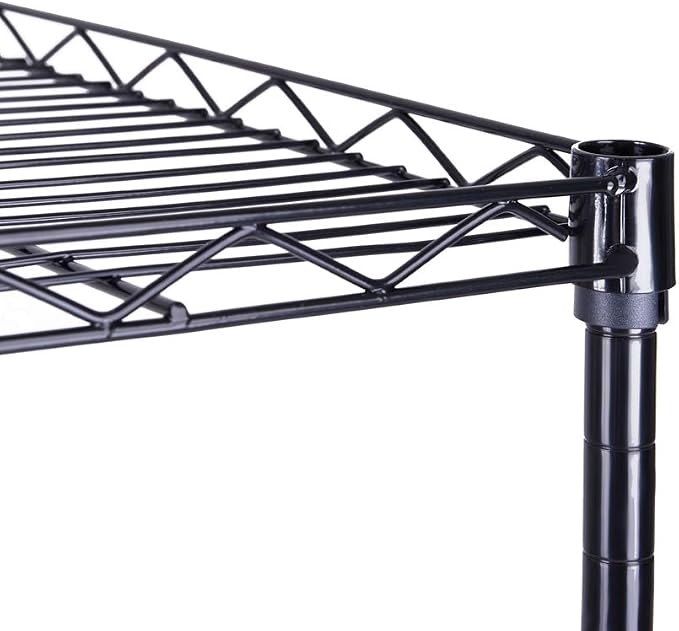 FOXHOLE 4-Tier Wire Shelving Unit Black Metal Storage Rack 17.72" W x 11.81" D - Image 6