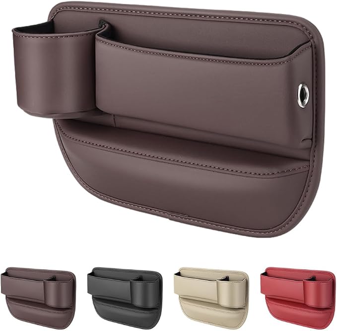 Car Leather Cup Holder Gap Bag, 2025 Upgrade Car Storage Box by ANYSENTHome
