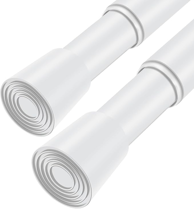 White Adjustable Shower Curtain Rod 28-52 Inches 2 pc, 7/8" Diameter Anti-slip by Unknown