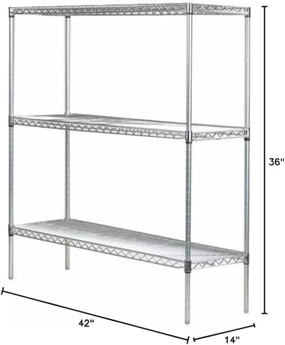 Omega 14" Deep x 42" Wide x 36" High 3 Tier Chrome Starter Shelving Unit - Image 2