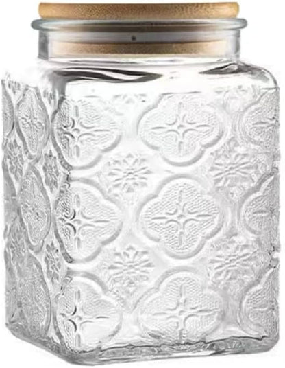 ANSQU 25.3 FL OZ Square Glass Jar, Glass Storage Canister by ANSQU