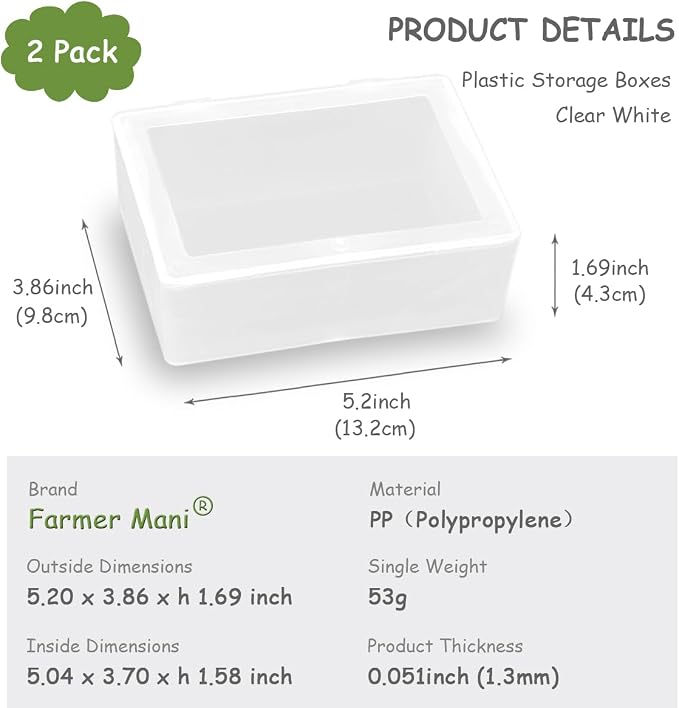 2 Pieces Rectangle Small Plastic Box Containers - Image 2