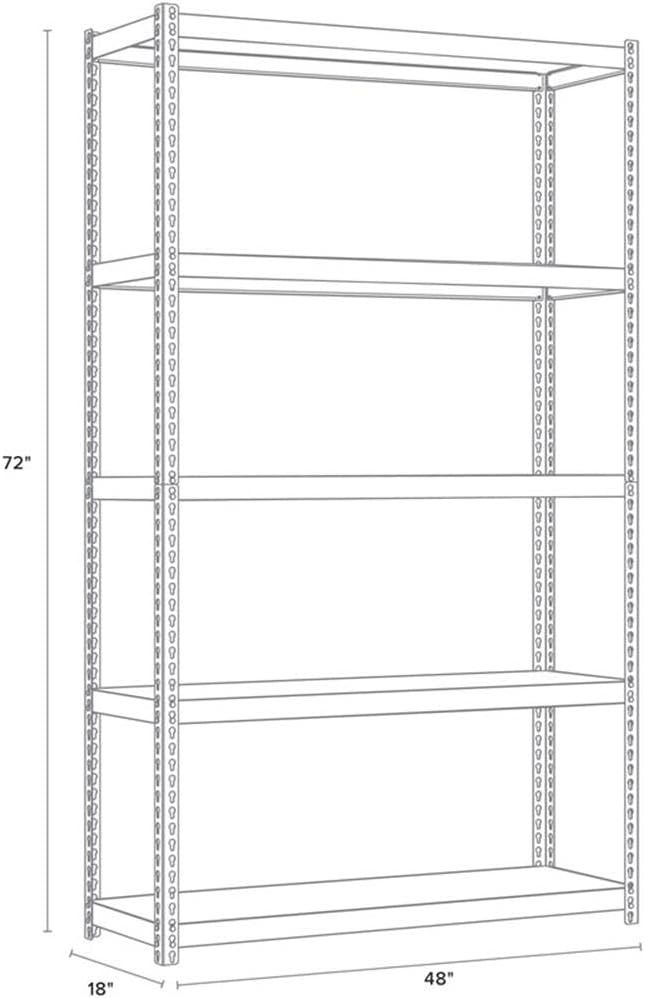 Pemberly Row Metal Shelving 5-Shelf Unit, Gunmetal Gray Finish, Heavy-Duty - Image 3