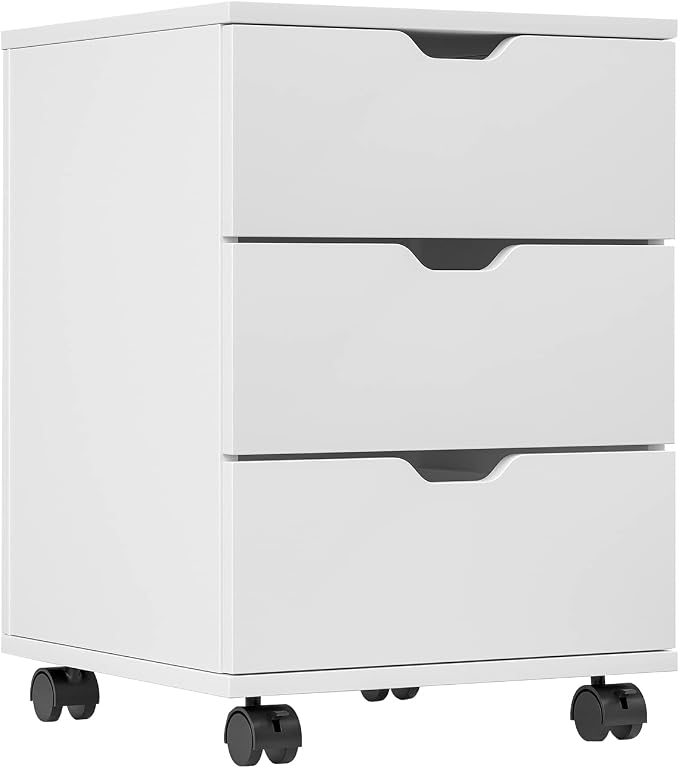 Farini Mobile File Cabinet for Home Office, 3 Drawer Chest Wood, Drawers Unit by Farini