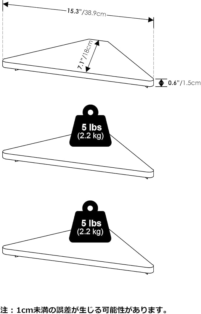 Furinno Rossi Triangle Corner Floating Shelves, Wall Mount Display Shelf - Image 3