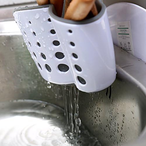 Sink Caddy Sponge Holder Soap Holder, Eunion Plastic Saddle Faucet Caddy Desk - Image 4