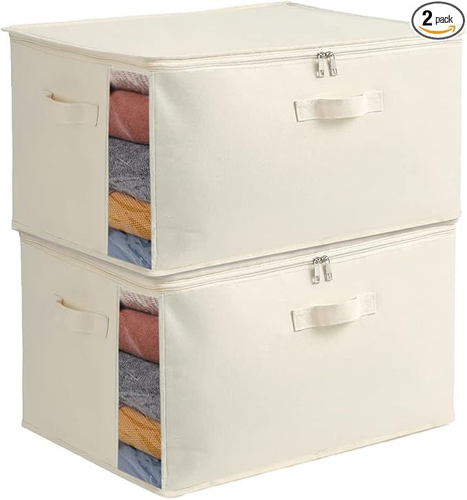 2 Pack Large Canvas Comforter Storage Bags Closet Organizer by Vailando