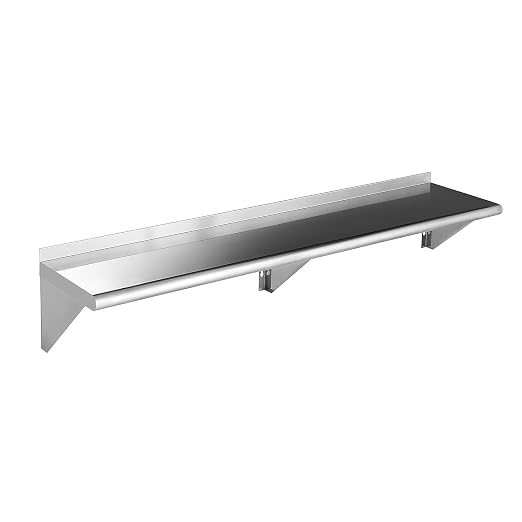 ROCKPOINT Stainless Steel Shelf 12 x 60 Inches 400lb, NSF Metal Commercial by ROCKPOINT