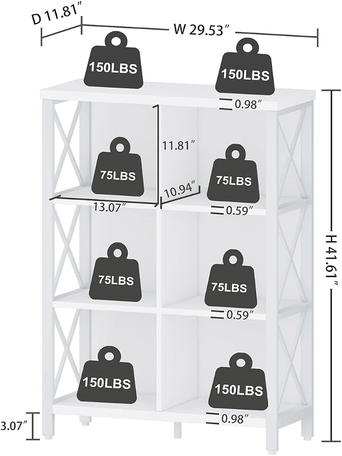FATORRI 6 Cube Storage Organizer Shelf, Wood and Metal Cubby Bookshelf - Image 2