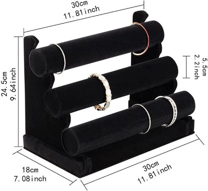 Wudygirl Bracelet Holder Velvet 3 Tier Jewelry Display Stand Storage Watch - Image 6