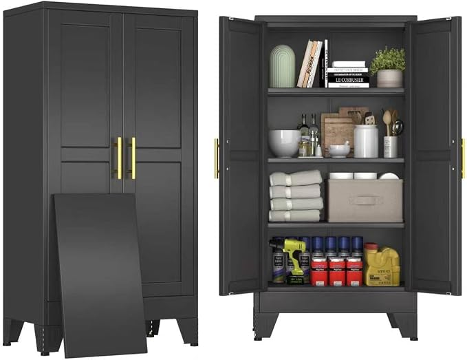 47" Black Metal Storage Cabinet by BAOLIWO