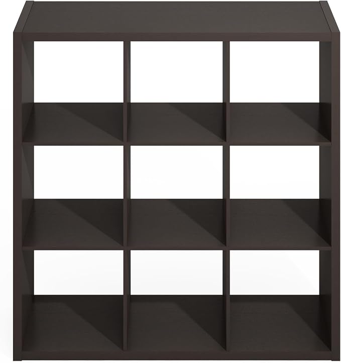 Furinno Simple 9-Cube Storage Organizer, Display Shelf, Dark Oak | Extra Thick - Image 8