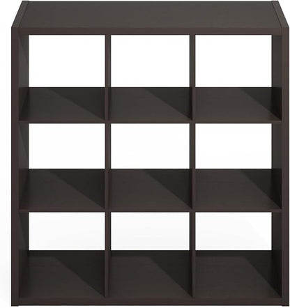 Furinno Simple 9-Cube Storage Organizer, Display Shelf, Dark Oak | Extra Thick - Image 8
