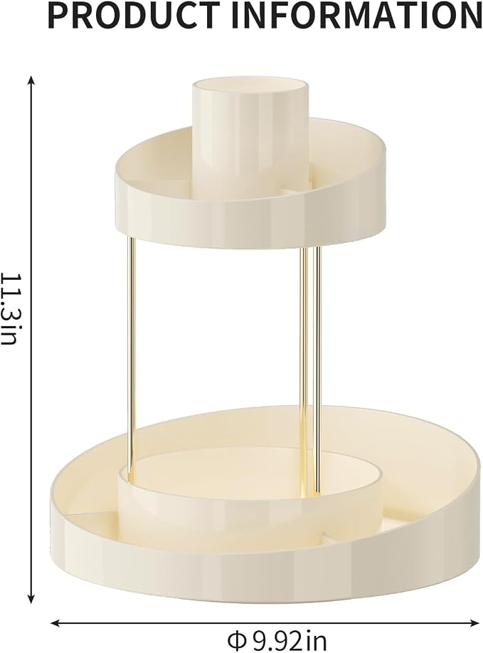 2 tier Makeup Organizer Countertop, 360 Rotating Makeup Organizer - Image 2