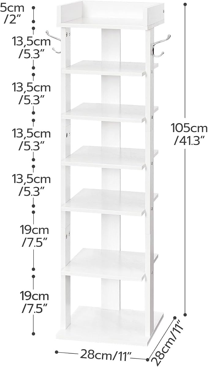HOOBRO Vertical Shoe Rack for Front Door Entryway, 7 Tier Wooden Shoe Storage - Image 5