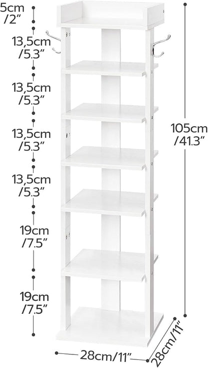HOOBRO Vertical Shoe Rack for Front Door Entryway, 7 Tier Wooden Shoe Storage - Image 5