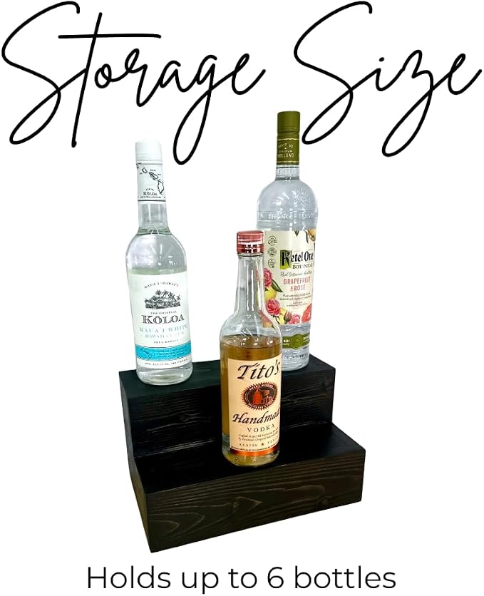 Tiered Bottle Shelf | 2 Tier Liquor Bottle Display | Bar Organization | Wine - Image 4