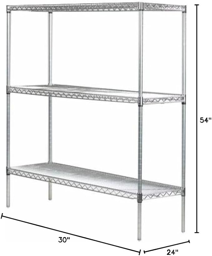 Omega 24" Deep x 30" Wide x 54" High 3 Tier Chrome Starter Shelving Unit - Image 2