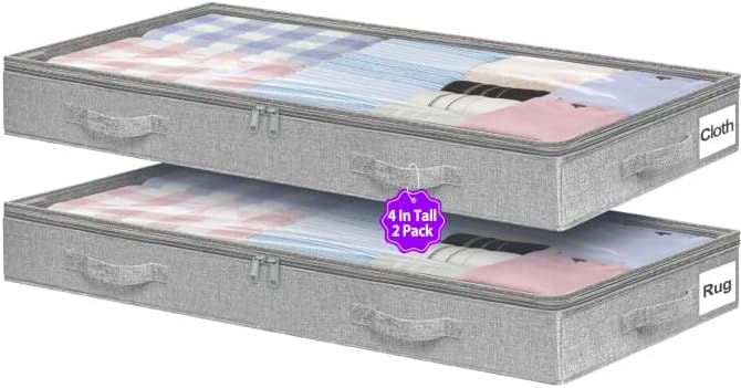 Below 4 Inches High Under Bed Storage, Low Profile Underbed Storage Containers by Boailydi
