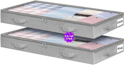 Below 4 Inches High Under Bed Storage, Low Profile Underbed Storage Containers by Boailydi