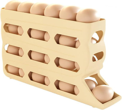 4-Tier Refrigerator Egg Holder, Automatic Gravity-Fed Rolling Egg Dispenser by Unknown